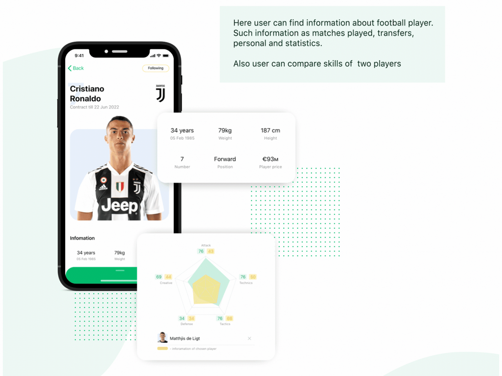 Football App animation app clean clear colorful colors concept design flat football football app interface mobile ui ux