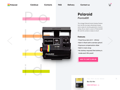 Single product page app challenge colorful colors concept design interface landing page polaroid product page ui web