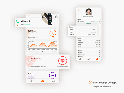 Mi Fit Redesign Concept app concept design fluent graphic design health iphoneapp mifit minimal mobileapp ui uiux uix ux walking