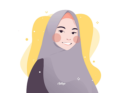 Muslim girl with a sweet smile in a flat character illustration animation art branding design flat illustration illustrator logo minimal vector