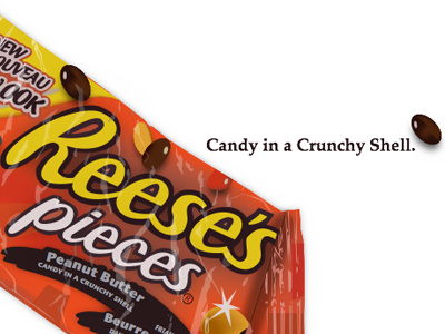 Reese's Pieces Wrapper candy chocolate food fun label orange packaging reeses sweet type vector wrapper