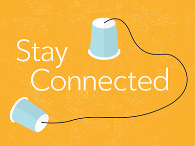 Stay Connected cup flat illustration phone phonetag string talk texture tin yellow