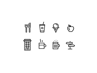 Map Icons apple beer building coffee direction drink drinks fork icecream icons knife lineart