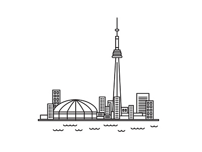 Toronto buildings canada city cityline cntower downtown lineart toronto tower water