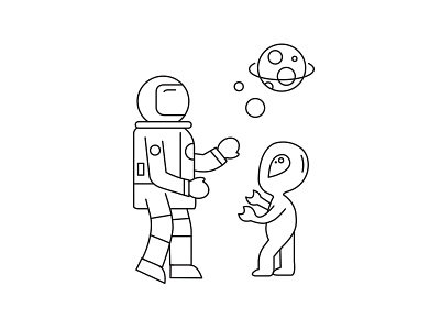 Astronaut alien astronaut blackandwhite earth lineart outerspace space stars