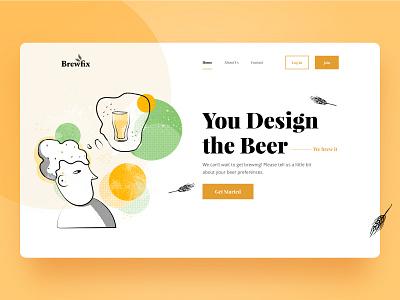 Brewfix — subscription-based service beer branding clean colors craft design font illustration logo minimal orange subscription type typography ui ux web design webdesign website wheat