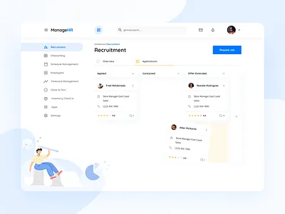 Dashboard for the B2B HR product applicaiton clean colors dashboad design design app employee employer habitat hbtat hr illustration job kanban management app recruitment requests ui uiuxdesign ux