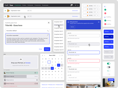 Pupil - Trace design system buttons calendar components design system fields figma icons internal library modules responsive scalability states styles ui user interface ux variants web widgets