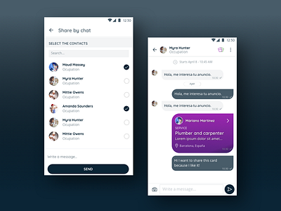 Share by chat chat chat app mobile share ui ui ux design user experience