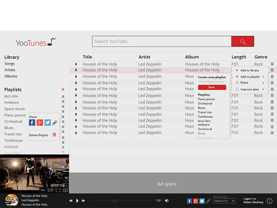 YooTunes Music Player interface