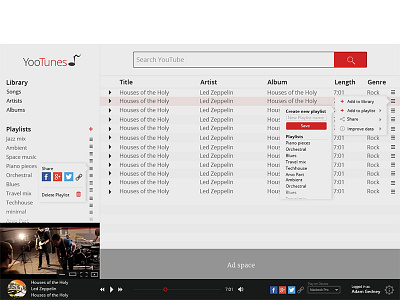 YooTunes Music Player interface interface music music player ui