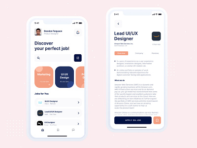 JobFy app design clean design job portal job search product design ui user experience ux