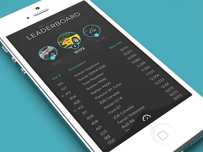 Race The Runway App - Leaderboard android blackberry cars design iphone navigation race ui ux