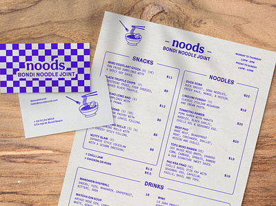 'Noods' Branding - Bondi Beach Noodle Joint and Bar bar logo brand brand design branding business card cafe cafe branding cafe logo design identity illustration menu design print design restaurant restaurant branding typography