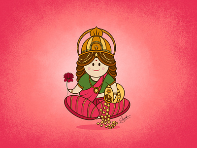 Lakshmi Maa illustration art cartoon render character art character design character design in illustrator cute hindu god digital art illustration illustrations lord lakshmi shreyanshsaurabhart