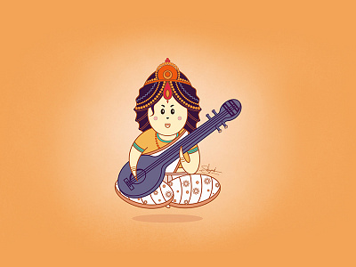 Saraswati Maa illustration art cartoon character character design character design in illustrator cute hindu god digital art godillustration hindugod illustration illustrations goddess saraswati maasaraswati render saraswati saraswati maa shreyanshsaurabhart sketch