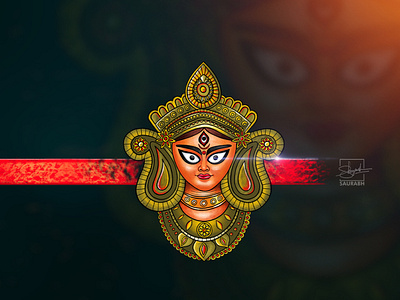 Lord Durga Digital Painting