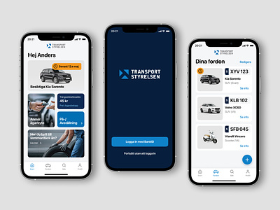 Vehicle app design "Mina Fordon" app blue brobygrafiska car cars design mina fordon mobile redesign transport transportstyrelsen ui ux vehicles