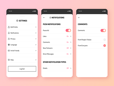 Settings - Daily UI #007 app dailyui design minimal ui ux web