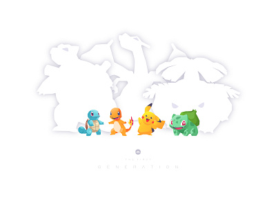 Fun projects. pokemon 1st gen starter fanart flat illustration illustration nintendo pikachu