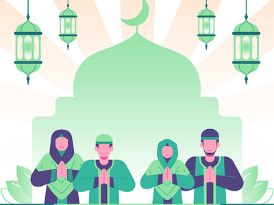 Moslem family illustration  Ramadan and eid al  illustration
