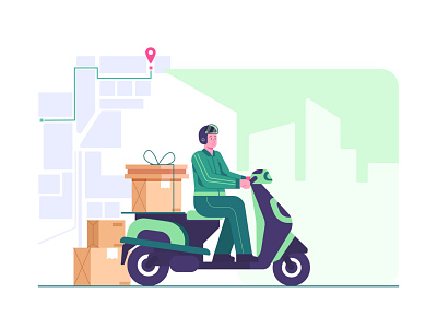 delivery by scooter concept illustration courier delivery service flat illustration illustration landingpage mobile order uiux web