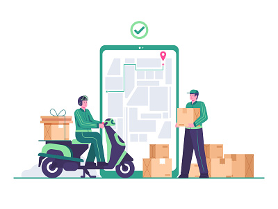 delivery concept illustration box courier delivery deliveryapp flat illustraion warehouse