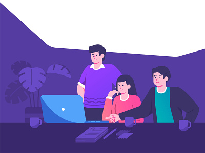 Teamwork discussion concept flat illustration