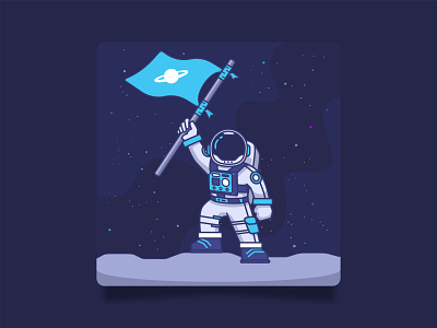 astronaut lifting flag