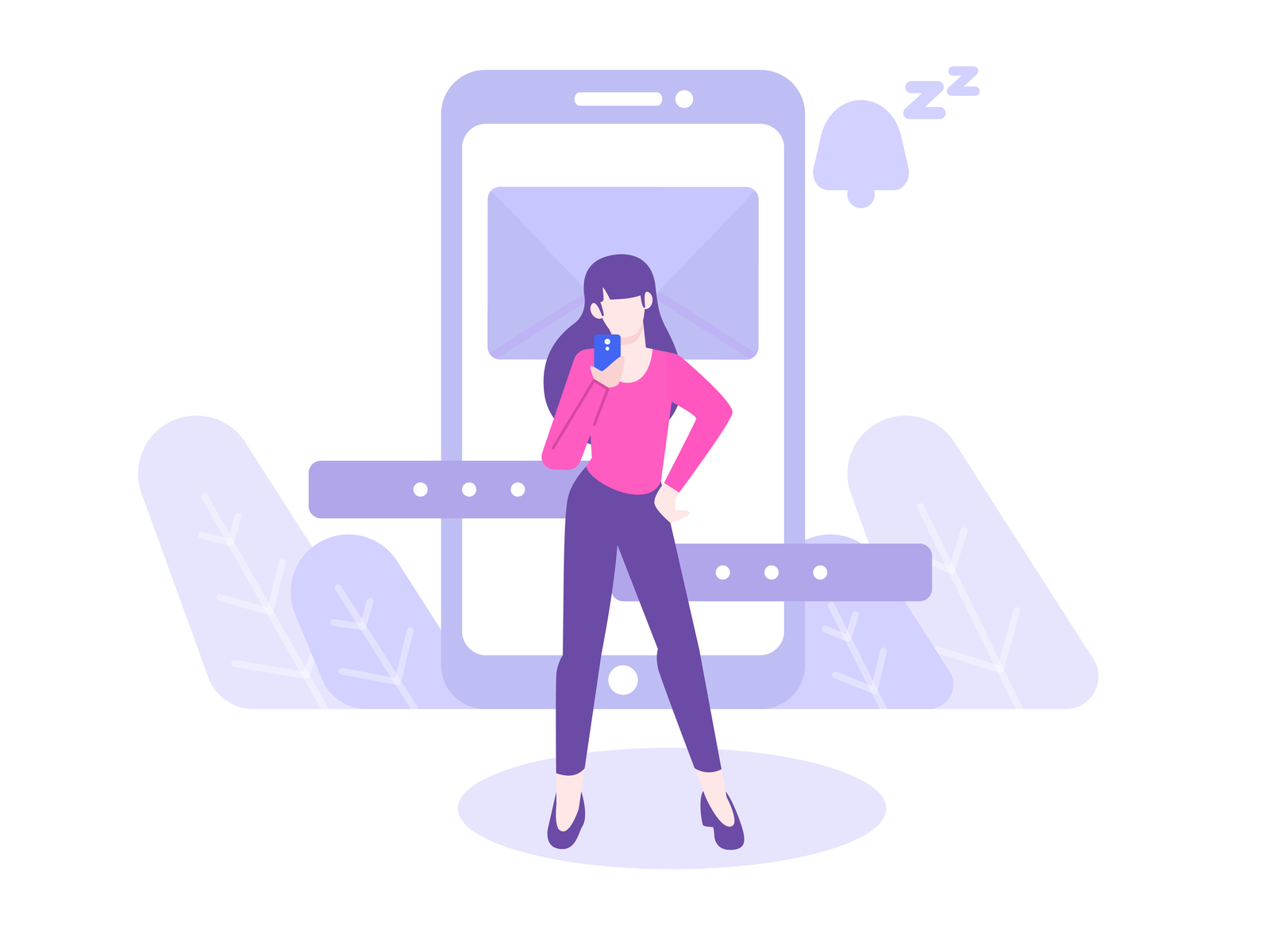 Woman And Chatting concept. "waiting notification" chat flat illustration illustration message social network socialmedia uiux
