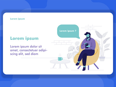 Man Are Sitting And Using Smartphone business eassy flat illustration illustration landingpage message mobile mobile app relax socialmedia ui ux website