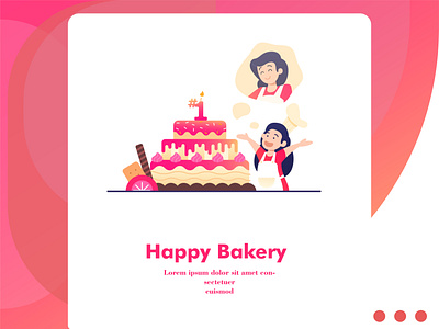 Happy bakery bake bakery birthday cake flat illustration illustration landingpage mothers day present uiux web