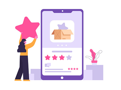 rating, feedback and survey customer illustration e commerce feedback flat illustration illustration landingpage mobile online shopping order rate review smartphone survey web