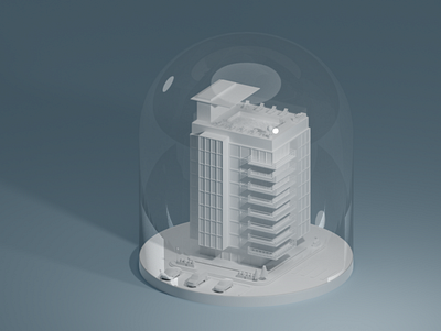 Isometric Apartment - Glass Globe 3d art blender illustration isometric lighting low poly minimal minimalistic render simple white