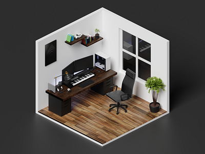 Isometric Home Office 2 3d art blender illustration isometric lighting lights low poly render