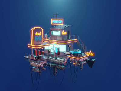 Polygon Runway - Cloud Station Animated 3d animation art blender design illustration isometric lighting low poly render