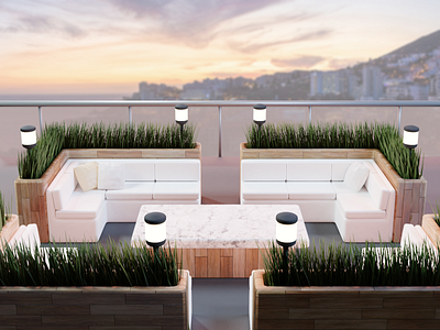3D rooftop terrace 3d art blender design illustration lighting low poly render