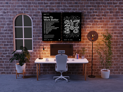 Virtual Meeting Background - Office Night 3d art blender lighting low poly meet meeting office render virtual zoom