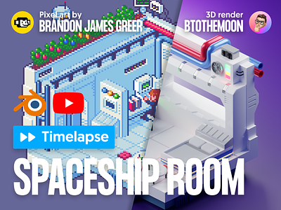 Spaceship Room 3D Render - YouTube Timelapse Video