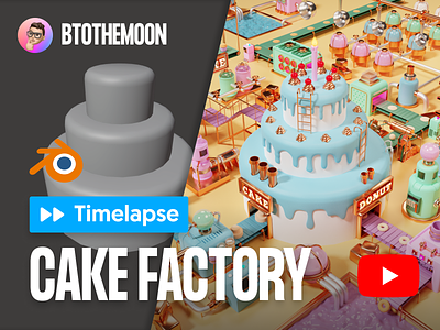 Cake Factory 3D Render - Youtube Timelapse Video 3d art blender cake design factory illustration lighting render timelapse video youtube