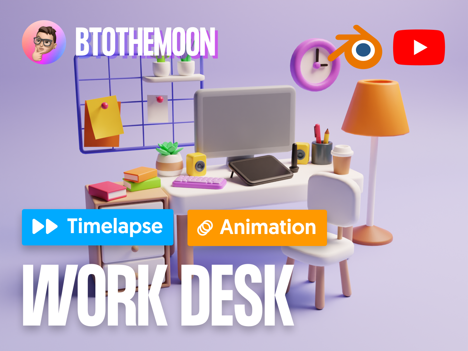 3D Work Desk Animated - Timelapse Video 3d art blender design illustration lighting low poly render