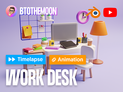 3D Work Desk Animated - Timelapse Video 3d art blender design illustration lighting low poly render