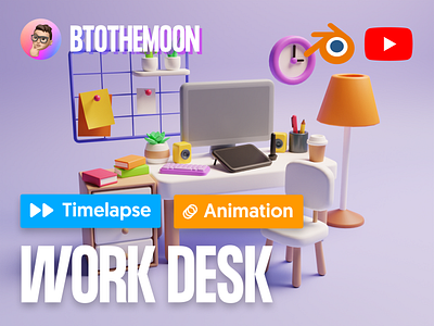 3D Work Desk Animated - Timelapse Video