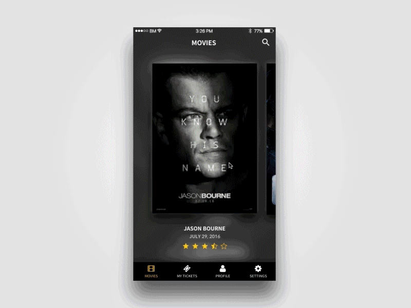 Movie App Prototype animation app interaction ios mobile movie pixate prototype rating