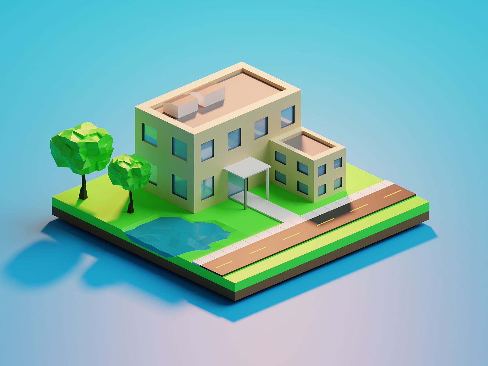 Build v2. Модель участка земли 3d. Изометрический рендер. 3d isometric. Здание 3д.