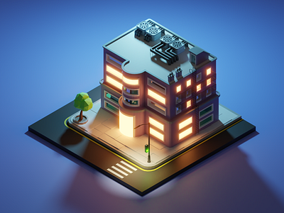 Isometric Apartment - Night Scene