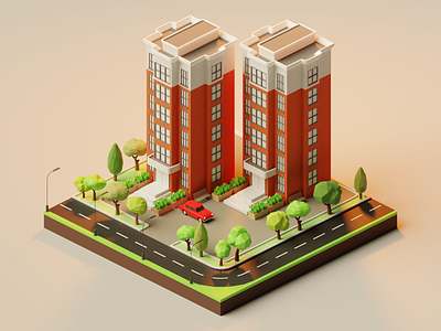Isometric Apartment 2 3d apartment architecture art blender building design illustration isometric lighting lights low poly low poly art lowpoly render tree ui ux vector