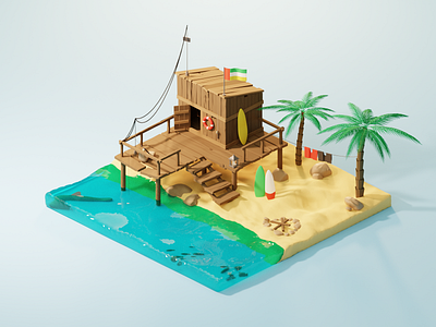 Isometric Beach Hut