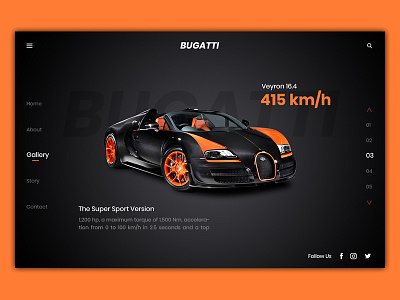 Bugatti car design typography ui ux web web banner website