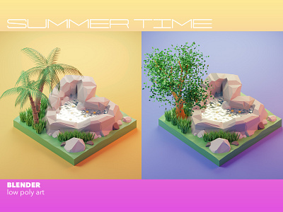 Summer time 3dartwork blender blender3dart cycle design illustration lowpoly lowpolyart render web